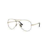 Ray-Ban Eyeglasses Unisex Aviator Titanium Optics - Light Brown Frame Clear Lenses Polarized 58-14