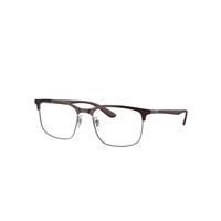 Ray-Ban Eyeglasses Unisex Rb6518 Optics - Sand Dark Violet Frame Clear Lenses Polarized 55-19