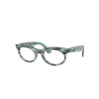 Ray-Ban Eyeglasses Unisex Wayfarer Oval Optics - Striped Transparent Green Frame Clear Lenses Polarized 50-22
