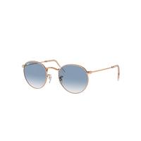 Ray-Ban Sunglasses Man Round Metal - Rose Gold Frame Blue Lenses 53-21