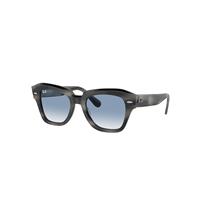 Ray-Ban Sunglasses Unisex State Street - Striped Grey Frame Blue Lenses 52-20