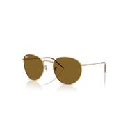 Ray-Ban Sunglasses Unisex Round Reverse - Arista Gold Frame Brown Lenses Polarized 55-21