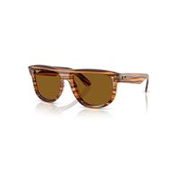 Ray-Ban Sunglasses Unisex Boyfriend Reverse - Striped Havana Frame Brown Lenses Polarized 56-18