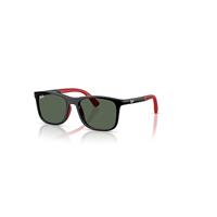 Ray-Ban Sunglasses Unisex Rb9084s Kids Bio-based - Black On Rubber Red Frame Green Lenses 47-16