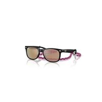 Ray-Ban Sunglasses Children New Wayfarer Kids Summer Capsule - Rubber Black Frame Pink Lenses 47-15