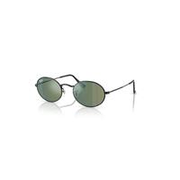 Ray-Ban Sunglasses Unisex Oval Flat Lenses - Black Frame Blue Lenses 51-21