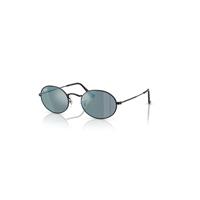 Ray-Ban Sunglasses Unisex Oval Flat Lenses - Black Frame Blue Lenses 51-21