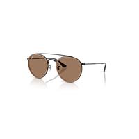 Ray-Ban Sunglasses Unisex Round Double Bridge - Black Frame Brown Lenses 51-22
