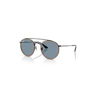 Ray-Ban Sunglasses Unisex Round Double Bridge - Black Frame Blue Lenses 51-22