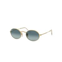 Ray-Ban Sunglasses Unisex Oval Metal - Arista Gold Frame Blue Lenses 51-21