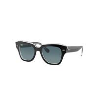Ray-Ban Sunglasses Unisex State Street - Black On Transparent Frame Blue Lenses 49-20