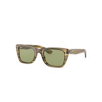 Ray-Ban Sunglasses Unisex Caribbean - Striped Yellow Frame Green Lenses 52-22