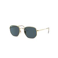 Ray-Ban Sunglasses Unisex Hexagonal Flat Lenses - Arista Gold Frame Blue Lenses 51-21