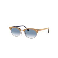 Ray-Ban Sunglasses Unisex Clubmaster Oval - Beige Frame Blue Lenses 52-19