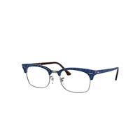 Ray-Ban Eyeglasses Unisex Clubmaster Square Optics - Wrinkled Blue Frame Clear Lenses 52-21