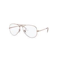 Ray-Ban Eyeglasses Unisex Aviator Optics - Shiny Rose Gold Frame Clear Lenses 55-14