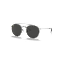 Ray-Ban Sunglasses Unisex Round Double Bridge Legend Gold - Shiny Silver Frame Grey Lenses 51-22