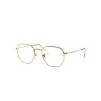 Ray-Ban Sunglasses Unisex Hexagonal Blue-violet Light Clear - Gold Frame Clear Lenses 51-21