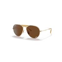 Ray-Ban Sunglasses Unisex Rb8063 Titanium - Arista Gold Frame Brown Lenses Polarized 55-16