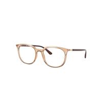 Ray-Ban Eyeglasses Unisex Rb7190 Optics - Light Brown Frame Clear Lenses Polarized 53-19