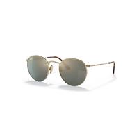Ray-Ban Sunglasses Unisex Round Titanium - Gold Frame Blue Lenses Polarized 50-21