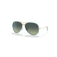 Ray-Ban Sunglasses Unisex Aviator Full Color Legend - Gold Frame Green Lenses 58-14