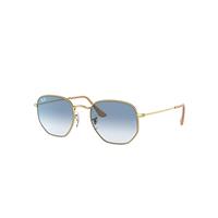 Ray-Ban Sunglasses Unisex Hexagonal - Arista Gold Frame Blue Lenses 51-21
