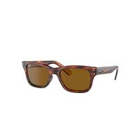 Ray-Ban Sunglasses Man Burbank - Striped Havana Frame Brown Lenses 55-20