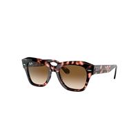 Ray-Ban Sunglasses Unisex State Street Fleck - Pink Havana Frame Brown Lenses 52-20