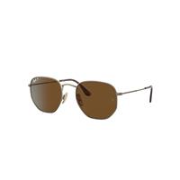 Ray-Ban Sunglasses Unisex Hexagonal Titanium - Gold Frame Brown Lenses Polarized 51-21