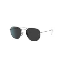 Ray-Ban Sunglasses Unisex Hexagonal Titanium - Silver Frame Black Lenses Polarized 54-21