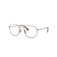 Ray-Ban Eyeglasses Unisex Hexagonal Titanium Optics - Gold Frame Clear Lenses Polarized 54-21