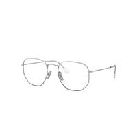 Ray-Ban Eyeglasses Unisex Hexagonal Titanium Optics - Silver Frame Clear Lenses Polarized 54-21