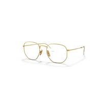 Ray-Ban Eyeglasses Unisex Hexagonal Titanium Optics - Gold Frame Clear Lenses Polarized 51-21