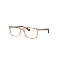 Ray-Ban Eyeglasses Unisex Rb8908 Optics - Matte Brown On Dark Carbon Frame Clear Lenses Polarized 53-18