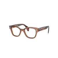 Ray-Ban Eyeglasses Unisex Rb0880 Optics - Striped Yellow Havana Frame Clear Lenses Polarized 52-19