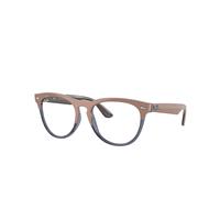 Ray-Ban Eyeglasses Unisex Iris Optics - Beige On Transparent Dark Blue Frame Clear Lenses Polarized 51-18