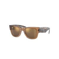 Ray-Ban Sunglasses Unisex Mega Wayfarer - Brown & Grey Havana Frame Gold Lenses 51-21