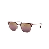Ray-Ban Sunglasses Unisex New Clubmaster - Rose Gold Frame Red Lenses Polarized 53-20