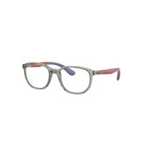 Ray-Ban Eyeglasses Children Rb1619 Optics Kids - Transparent Green On Rubber Wisteria Frame Clear Lenses Polarized 47-16