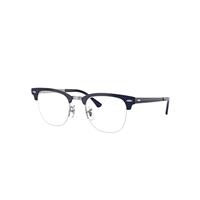 Ray-Ban Eyeglasses Unisex Clubmaster Metal Optics - Blue On Silver Frame Clear Lenses Polarized 50-22