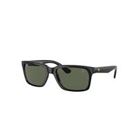Ray-Ban Sunglasses Unisex Rb4393m Scuderia Ferrari Collection - Black On Black Frame Green Lenses 56-18