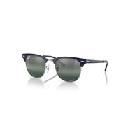 Ray-Ban Sunglasses Unisex Clubmaster Metal Chromance - Silver On Blue Frame Silver Lenses Polarized 51-21