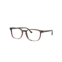 Ray-Ban Eyeglasses Unisex Rb5418 Optics - Striped Brown & Red Frame Clear Lenses Polarized 54-19
