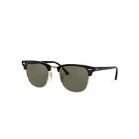Ray-Ban Sunglasses Unisex Clubmaster Classic - Black On Gold Frame Green Lenses Polarized 55-21