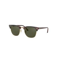 Ray-Ban Sunglasses Unisex Clubmaster Classic - Tortoise On Gold Frame Green Lenses 55-21