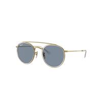 Ray-Ban Sunglasses Unisex Round Double Bridge - Arista Gold Frame Blue Lenses Polarized 51-22