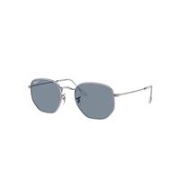 Ray-Ban Sunglasses Unisex Hexagonal Flat Lenses - Silver Frame Blue Lenses Polarized 51-21