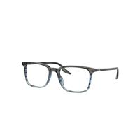 Ray-Ban Eyeglasses Unisex Rb5421 Optics - Striped Grey & Blue Frame Clear Lenses Polarized 53-19