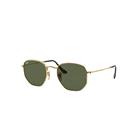 Ray-Ban Sunglasses Unisex Hexagonal Flat Lenses - Gold Frame Green Lenses 48-21
